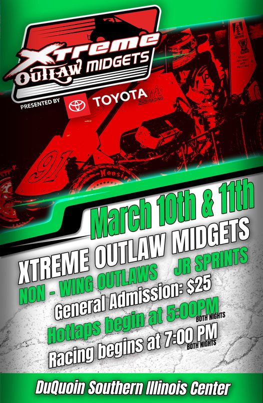 Make plans to spend March 10th and 11th in DuQuoin for some great indoor racing!...
